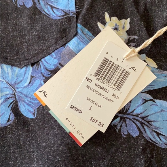 RUSTY MELODIOUS MEN'S BUTTON UP SHORT-SLEEVE SHIRT - Picture 4 of 5